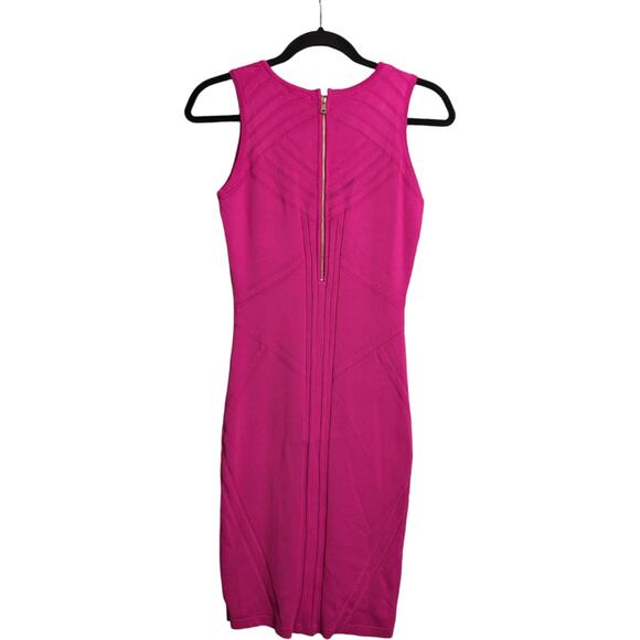 Cache Hot Pink Sleeveless Sheath Dress Textured Design Zipper Back Size XS - Picture 4 of 11